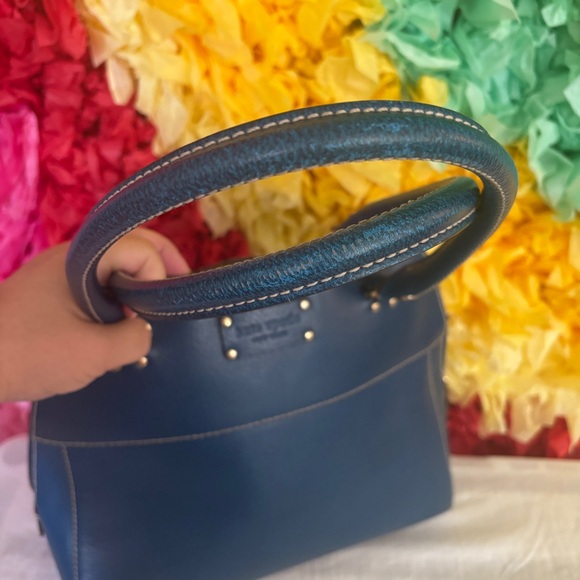 Kate Spade Large Blue Leather Satchel Handbag - Picture 4 of 8